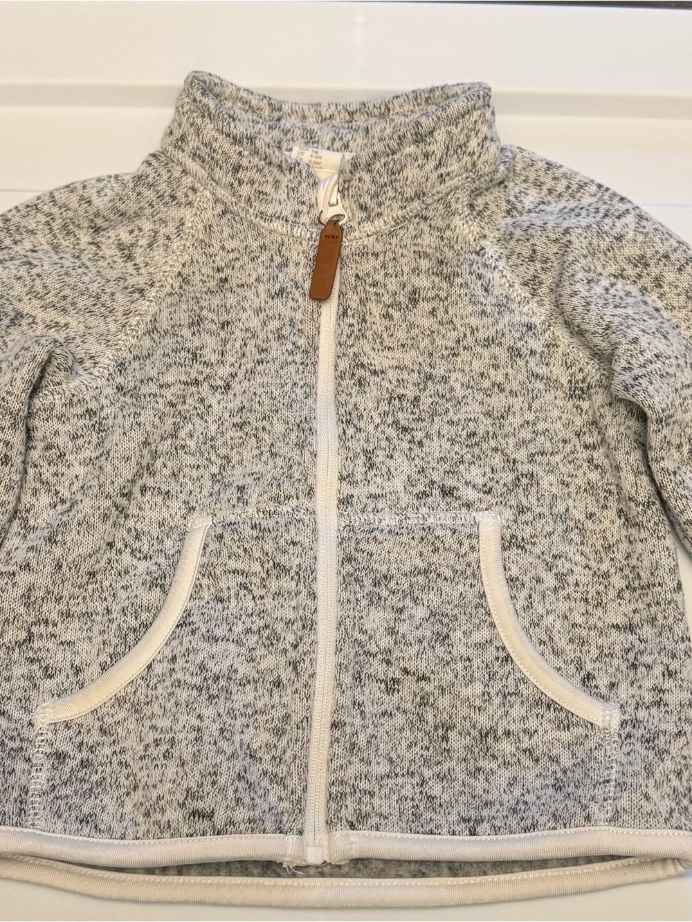 H&M Kids Heathered Gray Full‑Zip Jacket with Pocket Trim